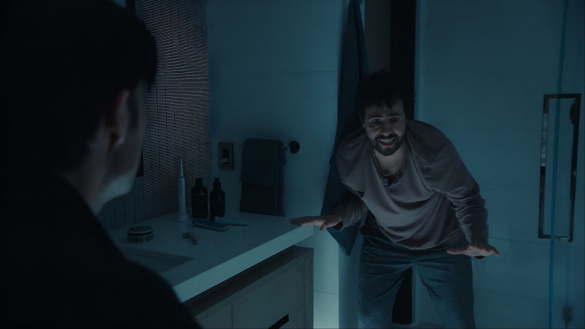 Jeff’s desperate plea highlights the shifting power dynamic in Mountainhead (Image via Now)